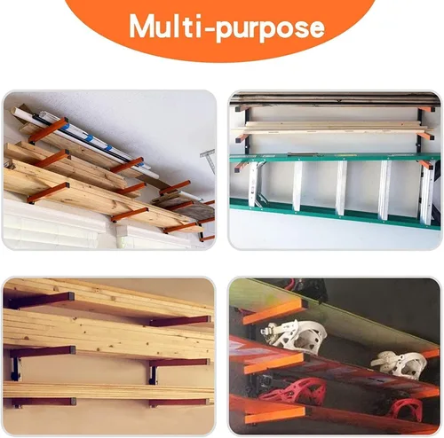 Miniatura 4 de Ultrawall Organizador de madera de montaje en pared y estante de metal para almacenamiento de madera para cobertizo, taller, garaje con 3 niveles