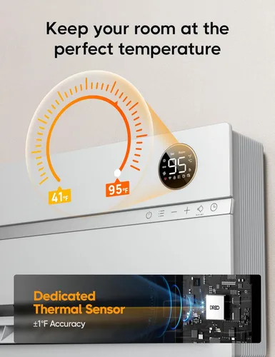 Miniatura 7 de Dreo Calentador de pared para baño, calentadores de espacio inteligentes con enchufe ALCI, 1500 W, oscilación vertical de 120°, termostato