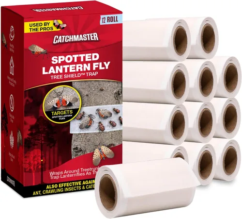 Catchmaster Tree Shield - Trampa para moscas y hormigas, barrera de insectos, 12 rollos de 30 pies cada uno, trampa de insectos para gatear con