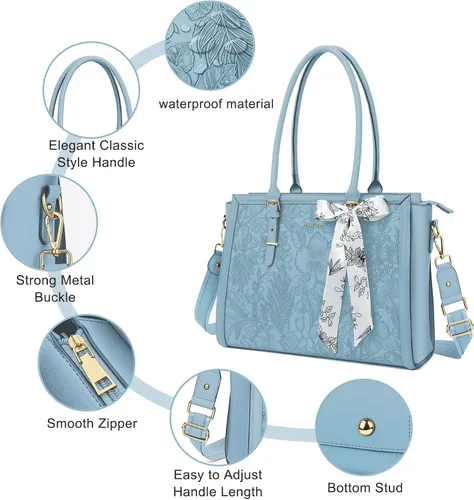 Miniatura 5 de MOSISO Bolsa para Portátil para Mujeres, 15.6-16 pulgadas Bolsa Tote de Piel Sintética Compatible con MacBook, HP, Dell, Asus Notebook, Bolsas