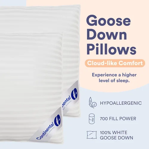 Miniatura 4 de Continental Bedding Almohada de Plumón de Ganso Serenity Plumón Blanco Húngaro 700 Fill Power Funda de Algodón Damasco 400TC Fabricado