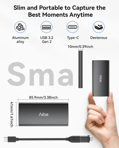 Miniatura 5 de Aiibe 500GB Unidad de Estado Sólido Externa USB C SSD Portátil USB 3.2 Gen 2, Hasta 1050MB/s, SSD Externa 500GB Disco Duro Externo para iPhone