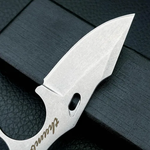 Miniatura 4 de HUAAO Cuchillo de hoja fija EDC de 4.9 pulgadas, hoja de acero 9Cr18MoV y mango de espiga completa, cuchillo pequeño con funda para cortar regalo