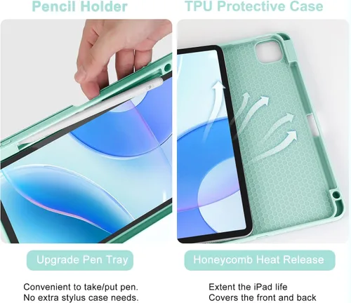 Miniatura 4 de Funda de teclado para iPad Pro11 "1ª/2ª/3ª/4ª generación con soporte para lápices, compatible con iPad Air4/Air5/Air de 11 pulgadas M2, teclado