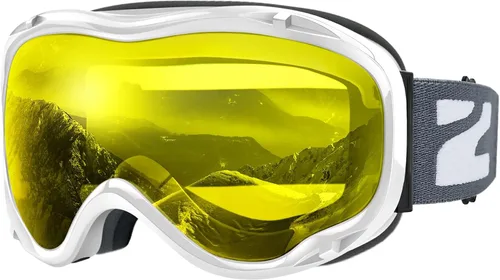 Miniatura 14 de ZIONOR Lagopus Gafas de protección UV para esquí y snowboard, antiniebla, para hombres, mujeres, jóvenes A0-vlt 10.5% Marco Blanco Lente Plata
