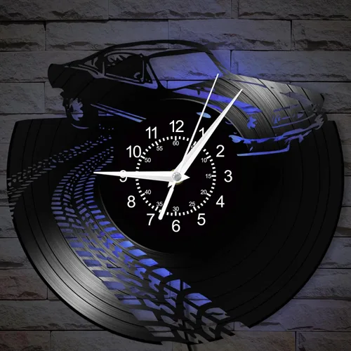 Miniatura 8 de Reloj de pared retro para automóvil, reloj de garaje clásico de 12 pulgadas, reloj de cuarzo silencioso sin tictac, funciona con pilas, vintage, Sin