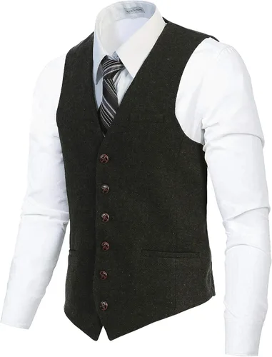 Miniatura 131 de Gioberti Chaleco de tweed formal de 6 botones para hombres