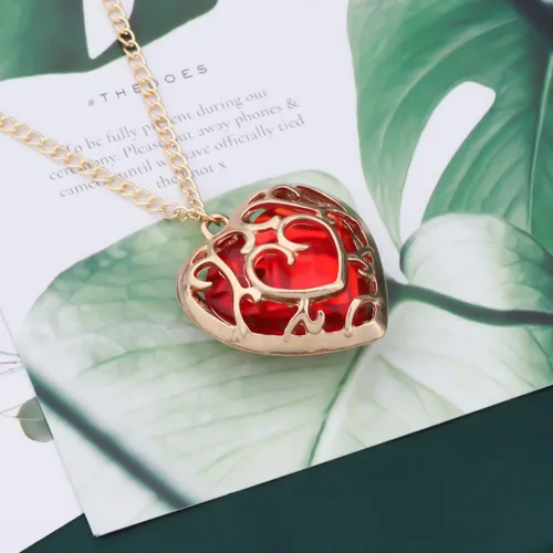 Miniatura 4 de FAADBUK Cosplay Jewelry Skyward Sword Heart Sapphire Ruby Necklace Gamer Fans Gift for Women Girl