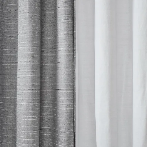 Miniatura 3 de Comfort Spaces - Juego de 2 paneles de cortina de tela de ramio para ventana Gris