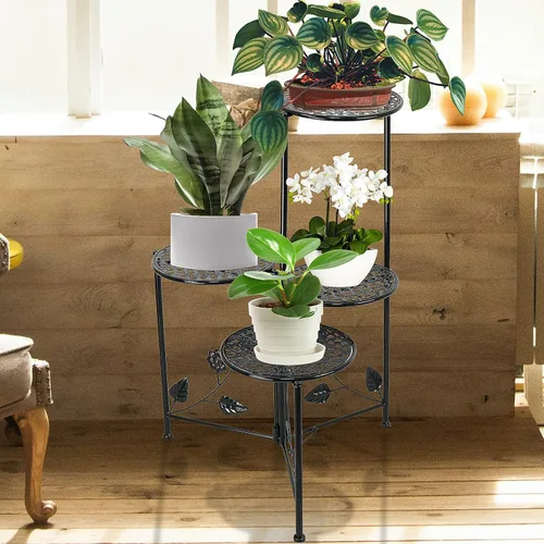 Miniatura 6 de NAKUPE Soporte para plantas de interior y exterior, 3/4 niveles de 30 pulgadas de alto, estantes portamacetas de metal para múltiples plantas