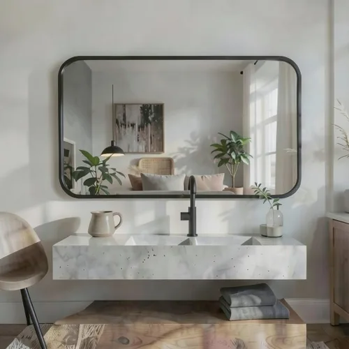 Miniatura 7 de Espejo de pared negro de 24 x 36 pulgadas, espejo de tocador rectangular con marco de metal, espejo decorativo montado en la pared, decoración