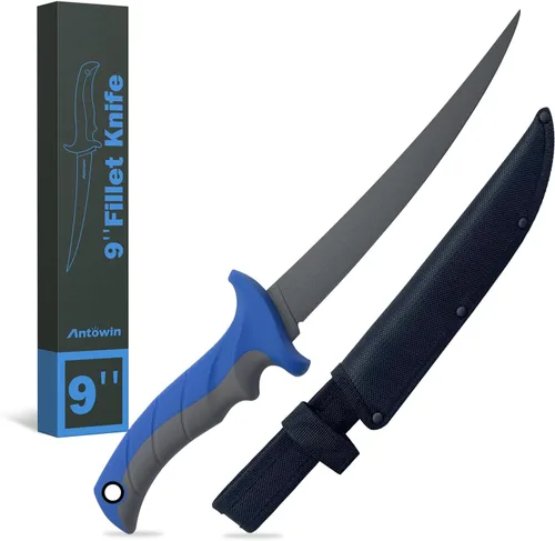 Miniatura 10 de ANTOWIN Cuchillo de cebo de 5 pulgadas para peces, hoja alemana G4113 Pro de acero inoxidable, cuchillos de filete de pesca para agua salada