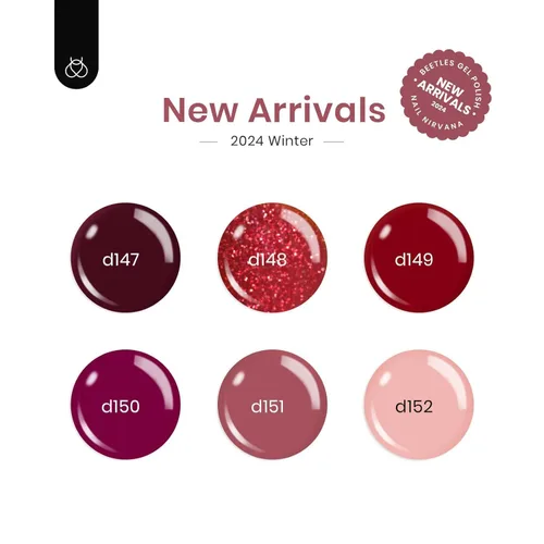 Miniatura 2 de Beetles - Esmalte de uñas de gel rojo, 6 colores, colección Marvelous Lady, esmalte de uñas con purpurina burdeos, nude, rojo brillante, diseño
