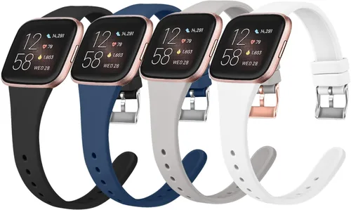 Miniatura 8 de Tobfit Correas de reloj deportivas delgadas, compatibles con Fitbit Versa 2 para mujeres y hombres, correas de silicona de repuesto, paquete de 3