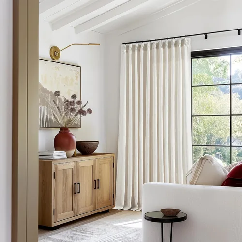 Miniatura 197 de Cortinas de lino natural con pliegues fruncidos de 120 pulgadas de largo para sala de estar, cortinas plisadas con ganchos y lengüeta trasera