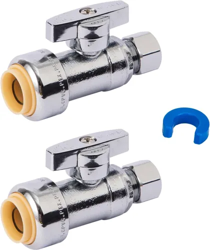Miniatura 8 de SUNGATOR Válvula de parada en T de servicio, 1/2 pulgada Ptc x 1/2 pulgada Ptc x compresión de 1/4 de pulgada, sin plomo, válvula de agua de ajuste