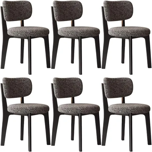 Miniatura 34 de YVYKFZD Solid Wood Dining Chairs, Fabric Dining Room Chair Set of 2/4/6, Upholstered Kitchen Chairs with Curved Backrest, Armless Living Room Chair