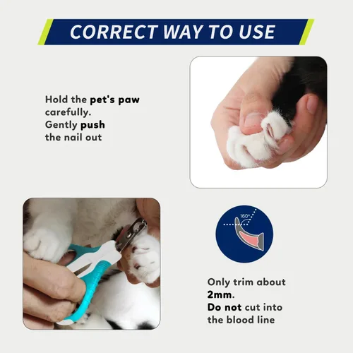 Miniatura 6 de WePet Cortaúñas para mascotas U07.1, recortadora profesional de garras, tijeras dobladas especiales para gatos, gatitos, perros, cachorros, animales