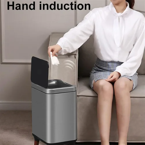 Miniatura 6 de BONAD Basurero de cocina de 13 litros de gran capacidad, inteligente para cocina, de acero inoxidable, sensor automático, cubo de basura