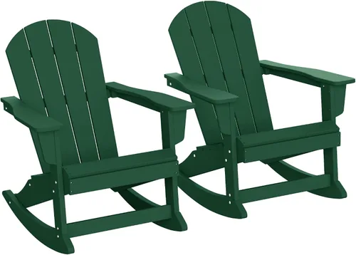Miniatura 25 de WestinTrends Silla mecedora Malibu de poliéster para exterior/patio Adirondack, Negra