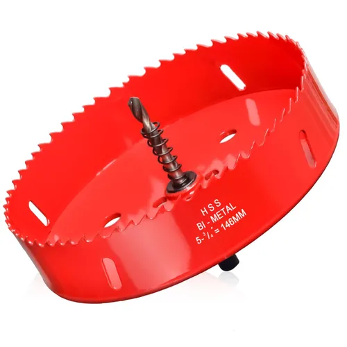 Miniatura 51 de Sierra de agujero de 4 1/8” (105mm) para madera y plástico, broca de corte de núcleo de sierra de agujero HSS bimetálica para paneles de yeso, Rojo