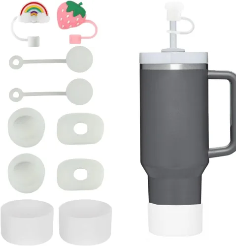Miniatura 15 de CONQUERALL Juego de 4 tapas de pajilla, 2 tapones para derrames, 2 tapones de fugas, 2 fundas de silicona de repuesto para taza Stanley Universal