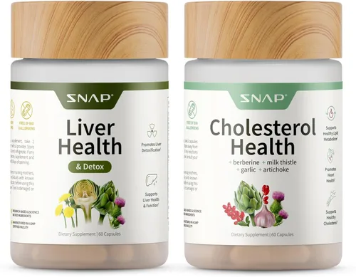 Snap Supplements Paquete de suplementos para la salud del hígado y desintoxicación y salud del colesterol, apoya la salud del corazón, hígado,