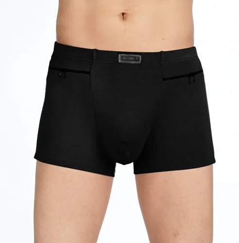 Miniatura 3 de Ropa interior de bolsillo para hombre con 2 bolsillos secretos, 2 paquetes (negro)