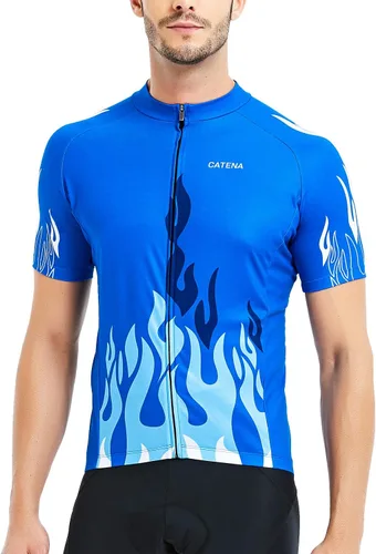 CATENA Men's Cycling Jersey Short Sleeve Shirt Running Top Moisture Wicking Workout Sports T-Shirt