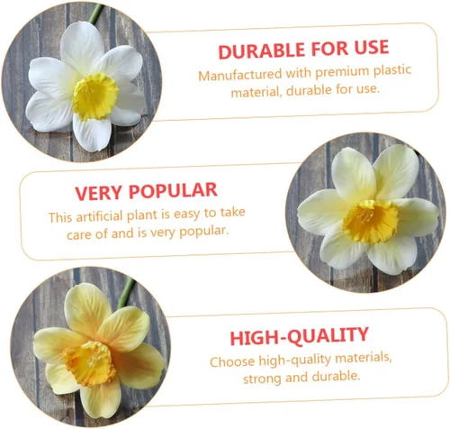Miniatura 6 de ORFOFE 9 piezas de narcisos artificiales para fiesta, narcisos, flores de narciso, decoración del hogar, flor de narciso simulada, flor de narciso
