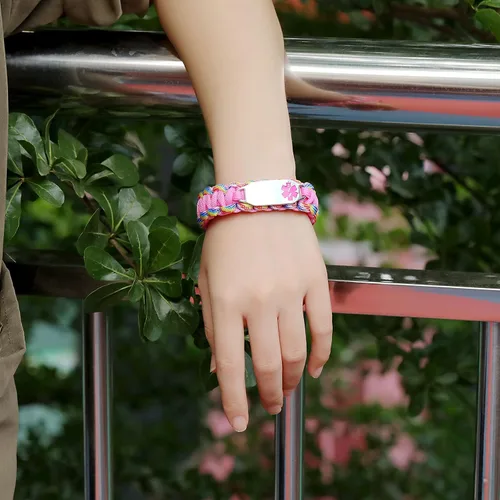 Miniatura 61 de Pulsera de alerta médica Paracord para hombres y mujeres Pulsera de identificación médica de acero inoxidable con hebillas de liberación lateral