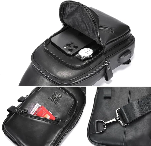 Miniatura 105 de LUKZIJAES Bolso bandolera de cuero genuino para hombre