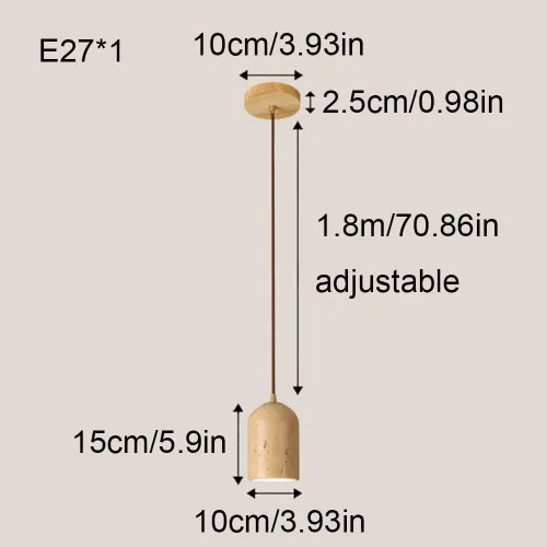 Miniatura 6 de Mini lámpara de isla de cocina, lámpara colgante de techo de cúpula de madera japonesa Wabi-Sabi con pantalla de travertino amarillo, lámpara