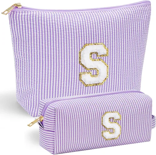 Miniatura 103 de YOOLIFE Regalos del Día de la Madre para mujeres, bolsa de maquillaje con inicial, bolsa de cosméticos, bolsa de maquillaje de viaje, regalos Rosado