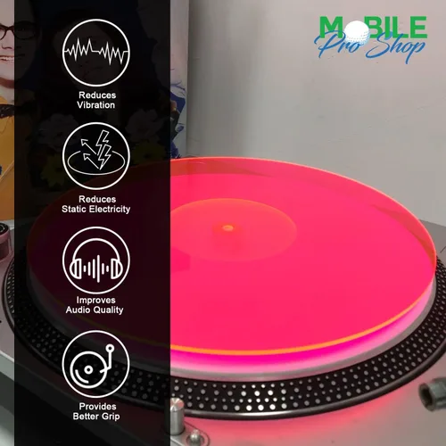 Miniatura 2 de Tapete acrílico para tocadiscos de vinilo para jugadores LP de 12 pulgadas, reduce el ruido y mejora la calidad del sonido y proporciona graves más