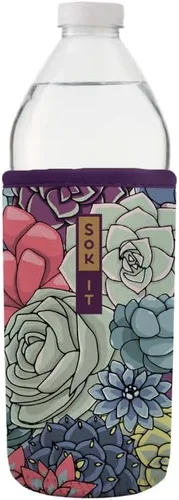 Miniatura 193 de Sok It BotlSok Funda para botella de agua con cubierta de neopreno aislante (Floral abstracto, se ajusta a CamelBak o Nalgene de 12 onzas)