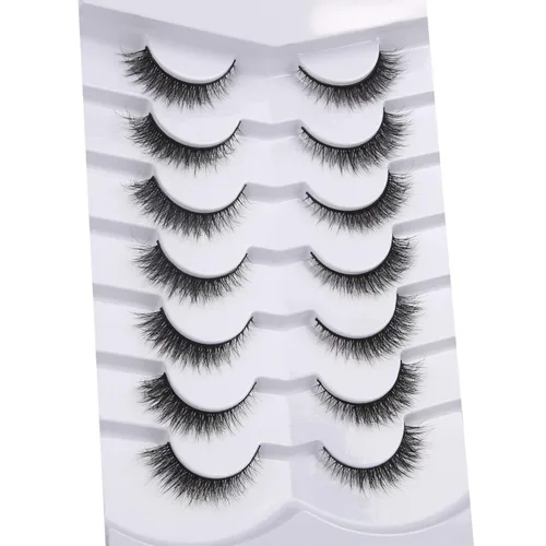 Miniatura 39 de Pooplunch - Pestañas postizas finas de visón sintético, estilo ojo de gato, naturales, cruzadas, tipo racimo, efecto 8D de volumen, tiras
