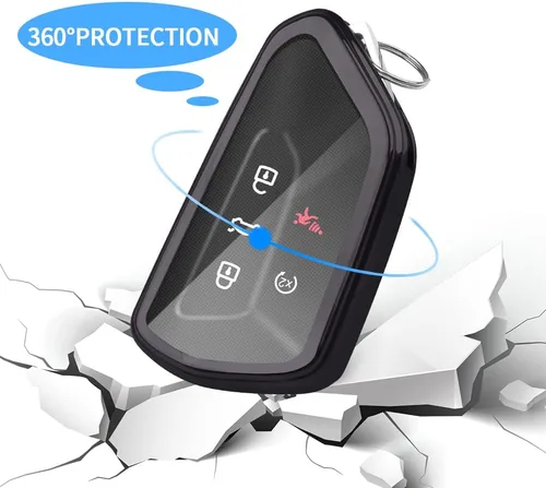 Miniatura 4 de QBUC Funda para llavero Volkswagen con llavero, funda para llave de coche para VW ID.4 ID.6 MK8 Golf GTI Atlas Cross Sport 2025 Tiguan (negro)