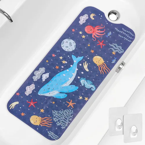 Miniatura 16 de PRATIQUE Alfombra de baño para niños antideslizante de 40 x 16 pulgadas, extra larga, tapete de baño para niños, tapete de seguridad antideslizante