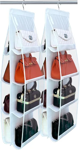 Miniatura 20 de Organizador de bolso, paquete de 2, colgador de bolso, resistente, organizador de bolsos para armario, ganchos de metal gruesos, organizador de Gris