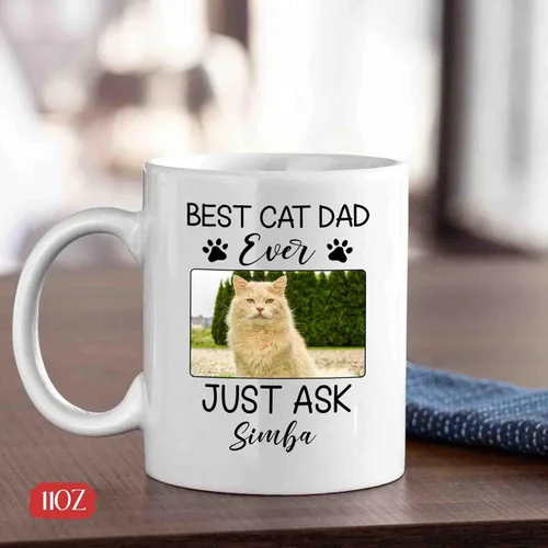 Miniatura 5 de Taza de café personalizada con foto de gato, taza de café para amantes de los gatos con nombre, con texto en inglés "It's Too Peopley Outside Cat