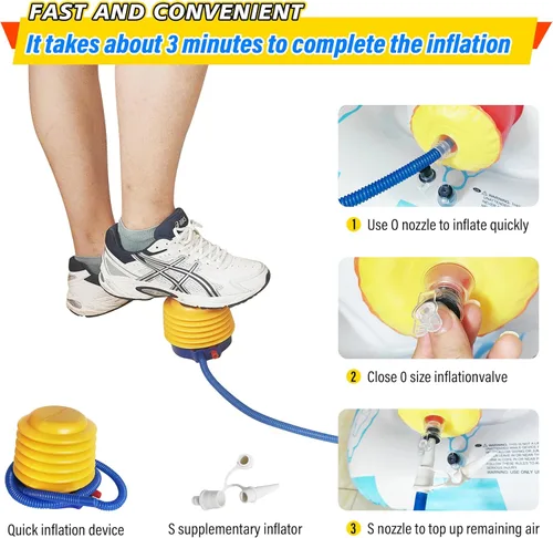 Miniatura 5 de Flotadores de piscina con forma de moto acuática para niños pequeños con pistola de agua y pistola de burbujas, barco inflable para niños de 6 a 12