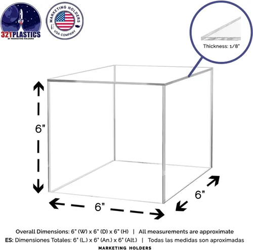 Miniatura 6 de Elevador de productos al por menor o contenedor de almacenamiento de mercancía 6 "Caja de exhibición de acrílico transparente con un lado abierto