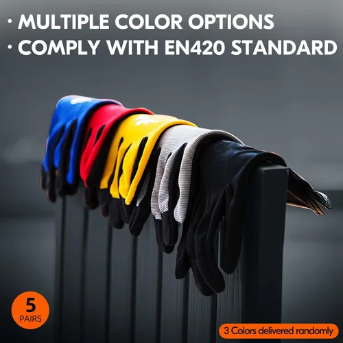 Miniatura 3 de Vgo... 5-Pairs High Dexterous Work Gloves For Men Women,Breathable,Light Duty,Excellent Grip,Value Pack (L, 5 Colors, AL8736)