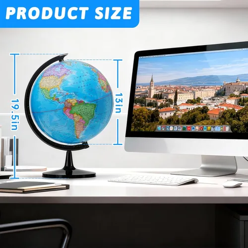 Miniatura 6 de GOCHANGE Globo político de 8 pulgadas con superficie impermeable HD, globo para escribir y borrar y colores brillantes para estimular el interés