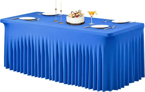 Miniatura 33 de PARTISKY - Mantel de elastano negro para mesas rectangulares de 4 pies, cubierta de mesa elástica para mesas plegables, bodas, fiestas, banquetes