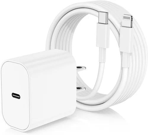 Miniatura 10 de Cargador de iPhone de carga rápida, enchufe de bloque de cargador de pared tipo C y cable USB C a Lightning de 10 pies de largo, caja de ladrillos