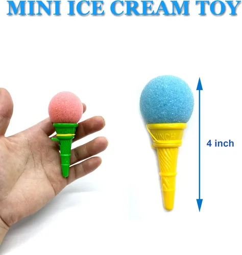 Miniatura 2 de Meirrnyyu 24 lanzadores de bolas de espuma de helado de 4 pulgadas, mini juguetes de disparo de cono de helado para niños, premio de carnaval