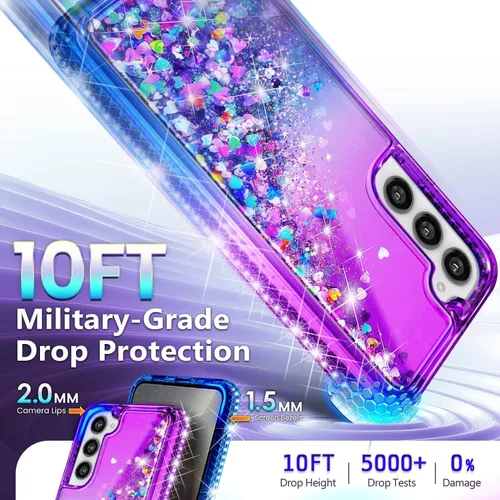 Miniatura 189 de NGB - Funda de teléfono diseñada para Samsung Galaxy S9+ Plus, morado/azul, con purpurina líquida para mujeres y niñas, con protector de pantalla