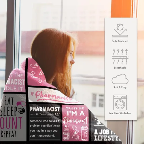 Miniatura 2 de Regalos para farmacéuticos: mantas suaves, 60 x 50 pulgadas para mujeres, técnicos de farmacia y regalos de graduación